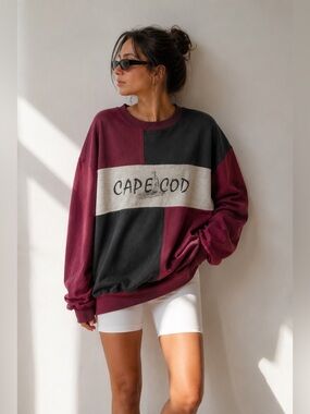 Vintage Rare Hilton Active Apparel Cape Cod Color Block Sweatshirt Size XL*Notes